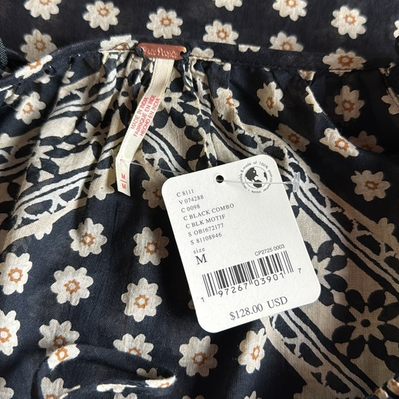 FREE PEOPLE Elena 100% Cotton Boho Blouse M - Picture 8 of 12